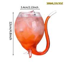 2 件吸血鬼玻璃套装 300 毫升玻璃杯带饮水管吸管创意玻璃醒酒杯香槟果汁杯家庭酒吧派对俱乐部玻璃器皿酒具工具 - 300ML - 查看 11