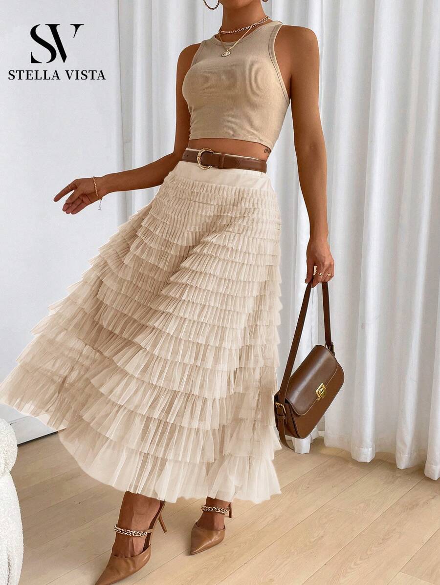 Women Skirts - 杏色 - 查看 1