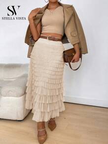 Women Skirts - 杏色 - 查看 2