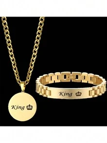 Collar de nombre tallado personalizado y con estilo para hombres y mujeres, colgante de cadena personalizado, letra clásica, pulsera de enlace de tanque de acero inoxidable personalizada, joyería de piedras preciosas de festival en conjunto para parejas, regalo para dar a novio como regalo de cumpleaños