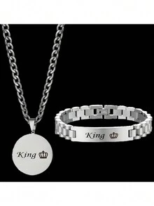 Collar de nombre tallado personalizado y con estilo para hombres y mujeres, colgante de cadena personalizado, letra clásica, pulsera de enlace de tanque de acero inoxidable personalizada, joyería de piedras preciosas de festival en conjunto para parejas, regalo para dar a novio como regalo de cumpleaños