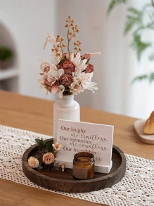 1pc Vintage Wooden Decorative Tray, Round Candle Stand Base, Farmhouse Desktop Storage Tray, Suitable For Holiday, Birthday, Party Decoration,Kitchen,Christmas Gift