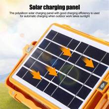 1pc Rechargeable Led Work Solar Light, Portable Ultra Bright Floodlight, Ip65 Waterproof Cordless Light, Floor Standing, For Power Outage Emergency Work Light/Outdoor Camping/Fishing(4/6/16Gears)