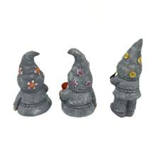 Conjunto de 3 duendes de jardín de resina hechos a mano de la serie de jardín, decoración y disposición de jardín, ornamentación o decoración de escritorio - Gris - Ver 7
