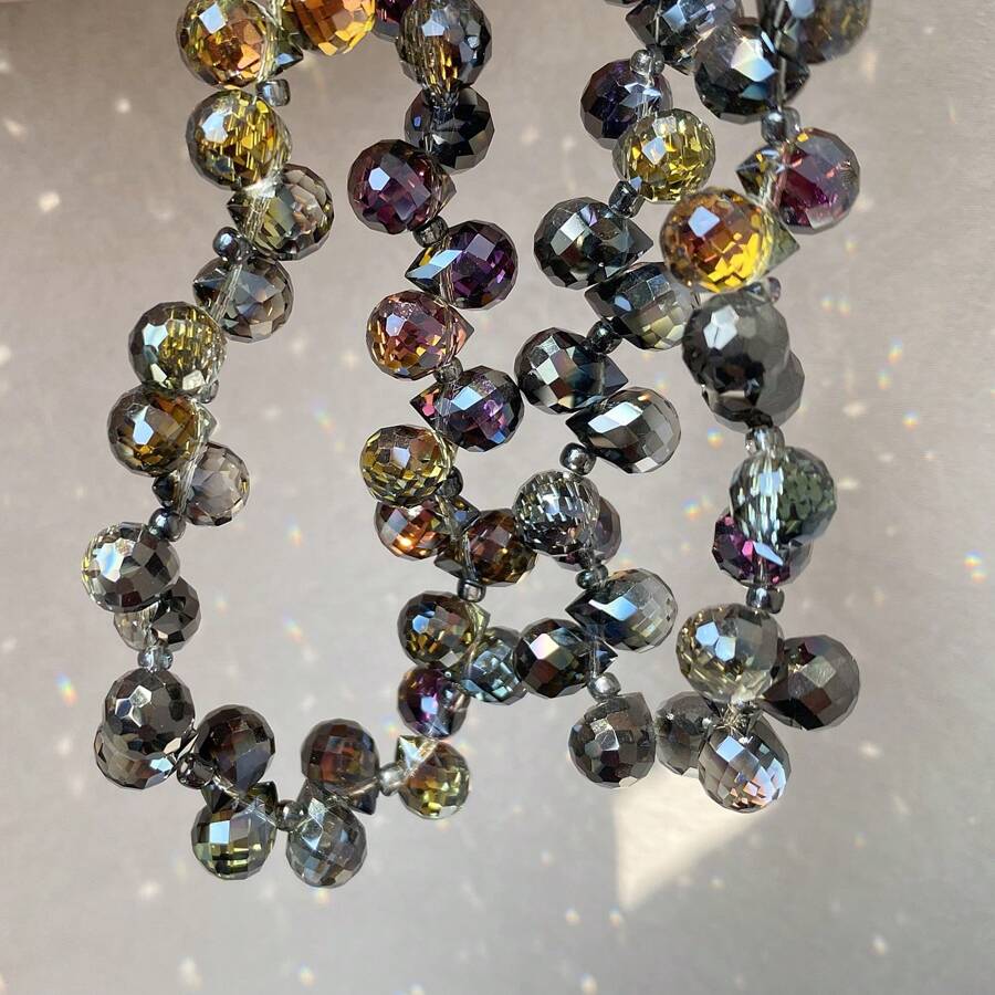 95 8mm StrawberryCut Crystal Glass Beads With Flash Bulb Effect For