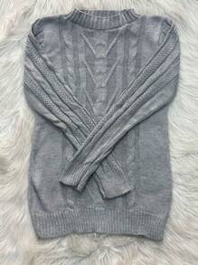Plus Size Knit Tops - 淺灰色 - 查看 1