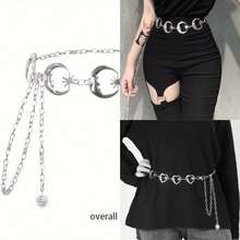 1 Máy Tính Boho Mặt Trăng Mặt Trời Rỗng Eo Dây Xích Y2K Xu Hướng Tua Rua Đầm Dây Nữ Có Thể Điều Chỉnh Cơ Thể Thắt Lưng Bụng Trang Sức - Bạc - Xem 2