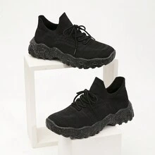 女士加厚底休閒跳舞鞋，具備網眼和透氣功能