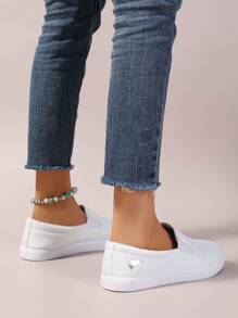 Nuevos tenis sin cordones blancos para mujer, zapatos casuales y cómodos para estudiantes, versátiles zapatos deportivos planos de ocio, entrenadores ligeros