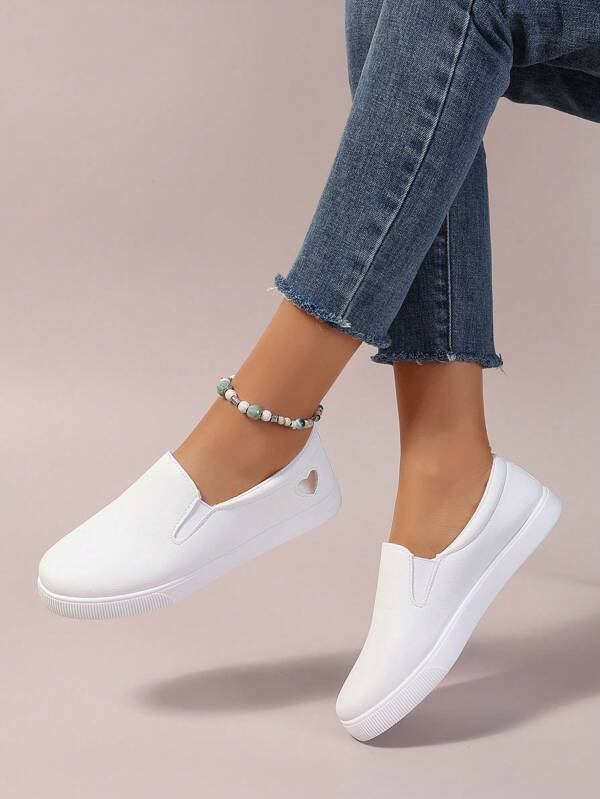 Nuevos tenis sin cordones blancos para mujer, zapatos casuales y cómodos para estudiantes, versátiles zapatos deportivos planos de ocio, entrenadores ligeros