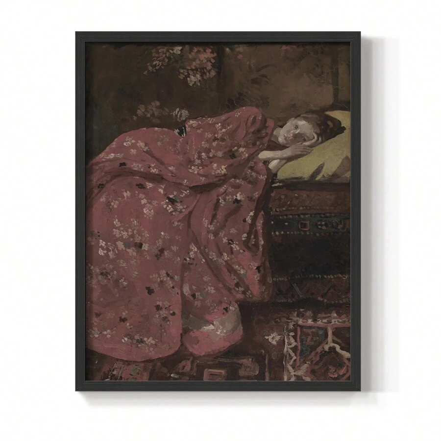 Ready To Hang Vintage Portrait Print LXXX -Framed Print Comes With 8x10 Solid Wood Walnut Frame-Vintage Décor-Home Décor-Wall Art-Décor-Framed Art-Picture Frame-Posters - Gỗ mun - Xem 1