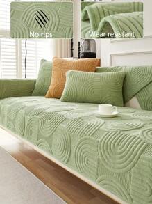 1pc Sofa Cushion Cover, Modern Minimalist Non-Slip Sofa Throw Blanket, All Season Machine Washable Dust-Proof Thick Plush Couch Cover, Green Living Room Decor Gift, Washable Non-Fading Soft Plush, Pet Friendly Fit L-Shaped Sofa And 1/2/3/4 Seats, Adjustable For Bedroom