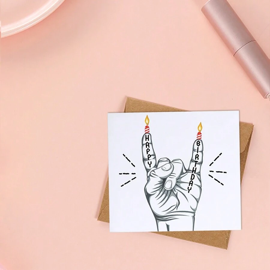 Heavy Metal Rock Horns Birthday Card,Rock Gesture Birthday Card ...