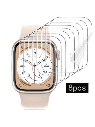 8 Stück neue transparente weiche TPU Bildschirmschutzfolie kompatibel mit Apple Watch Series 10/Ultra/SE/8/7/6/5/4/3/2/1 38/40/41/42/44/45/49mm