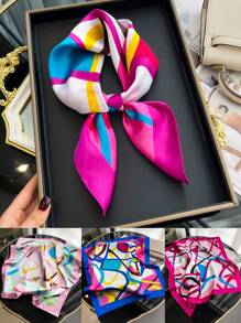 1 Stück Schlichte Linien bedruckter Seiden-Schal mit 60 Farben, stylischer Schal für Frauen zum Binden an der Handtasche, zur Verzierung, als Halstuch, Bandana, Haar- oder Kopfband, ideal um Ihren Look aufzupeppen. - Verschiedenfarbig - Übersicht 10