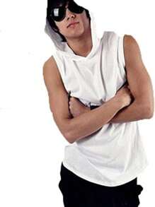 Playera Camiseta Sin Manga Gorro Capucha Moda - Negro - Ver 2