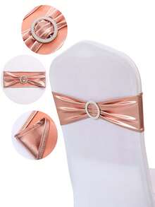 1入/5入/10入組玫瑰金彈性軟木椅順褶帶圓扣，適用於酒店派對活動婚禮彈性椅子帶皮帶領帶 - 玫瑰金 - 查看 3