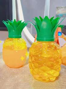 1pc 500ml Pineapple Shaped Drinking Cup With Straw, Yellow - Yellow - View 2