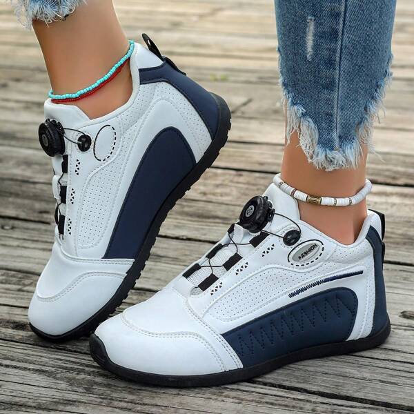 Unisex Große Größen Sportliche Turnschuhe für alle Jahreszeiten geeignet, zum lässigen Laufen, Klettern und Gehen; Schnürdesign, PU-Leder, weiße klobige Sneakers