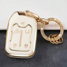 GMC Keychain With Keyring For Car Key Fob Cover Case Protector, Suitable For 2019-2022 Chevy Silverado GMC Sierra 1500 2500HD 3500HD - Key Shell-white & Gold - View 11