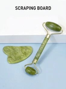 Bộ 2 con lăn massage Beauty Jade Gua Sha, Bộ dụng cụ massage Gua Sha - màu xanh lá - Xem 1