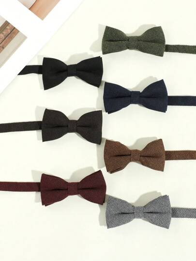 1pc Men Fashionable Solid Color Grid Pattern Simple Style Bow Tie Suitable For Parties, School And Daily Outfit Men Necktie