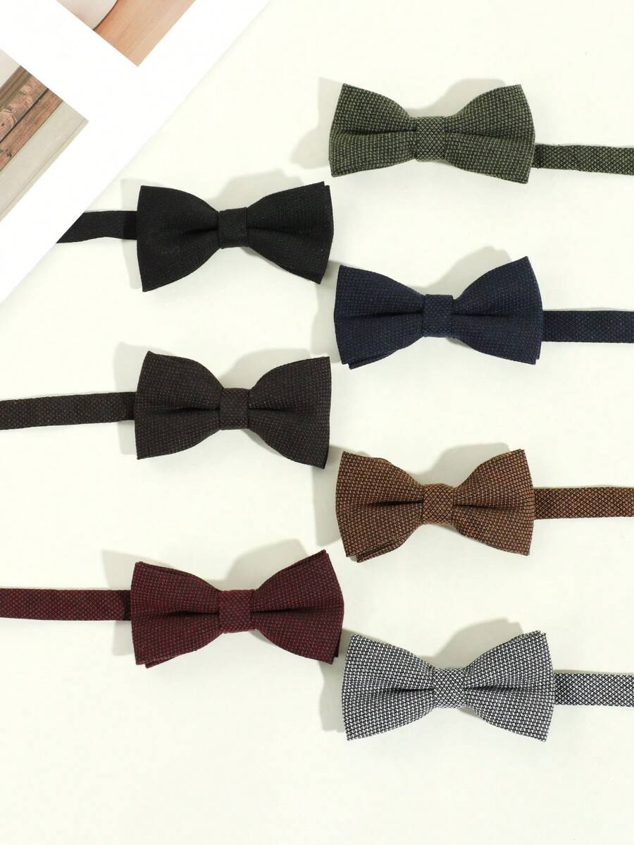 1 pieza Corbata de moño de estilo simple de moda para hombre con patrón de rejilla en un solo color adecuado para fiestas, escuela y atuendo diario