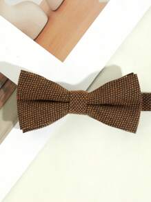 1 pieza Corbata de moño de estilo simple de moda para hombre con patrón de rejilla en un solo color adecuado para fiestas, escuela y atuendo diario