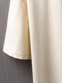 Men Small NY Letter Print Drop Shoulder T-Shirt - Khaki - View 4