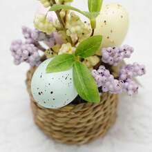 1入裝樹脂假盆栽植物蛋形，假植物裝飾品，趣味人工盆景植物，適用於室內/室外，家庭/辦公室/花園桌面裝飾和房間裝飾 - 藍色250125 - 查看 3