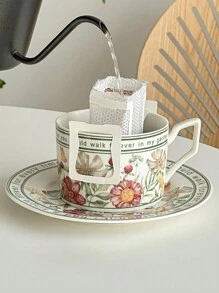 1/2pcs Coffee Cup And Saucer Set Afternoon Tea Cupcake Plate Mug Cup Vintage Ceramic Cup School Supplies Back To School