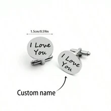 Một cặp khuy măng sét dành cho nam được thiết kế riêng, hình tròn/vuông cổ điển, có thể tùy chỉnh bằng cách khắc, làm bằng thép không gỉ, thích hợp làm khuy măng sét áo sơ mi, quà tặng Ngày của Cha hoặc phụ kiện cho phù rể trong đám cưới. - Cặp vàng vuông 2cm - Xem 8