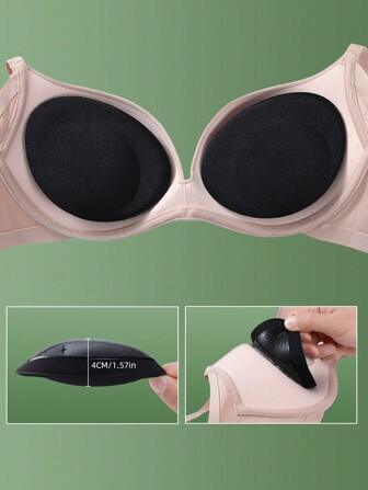 1 Pair Of Self-Adhesive Thickening Bra Pads In The Shape Of Abalone And Small Breasts For Fuller Bras, Swimsuits Or Bikinis