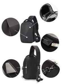 1pc 12.2inch/31cm ABS+PC Cross-Border New Fashion Chest Bag, Men Versatile Messenger Bag, Multi-Function Sports Sling Bag, Casual Shoulder Bag, Fashionable Street Style Accessory, Suitable For Daily Commute And Travel