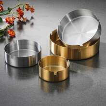 1pc Stainless Steel Ashtray, Durable & Easy To Clean, Available In Multiple Sizes, Suitable For Different Occasions
