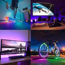 1 Rolle von 1m/3.3ft~15m/49.2ft batteriebetriebene LED-Streifenlichter (ohne Batterie), RGB-Farbwechsel, flexibles batteriebetriebenes LED-Licht, 3-Knopf-Controller für Schlafzimmer, Tisch, Zuhause, Raum, TV-Camping und DIY-Dekoration