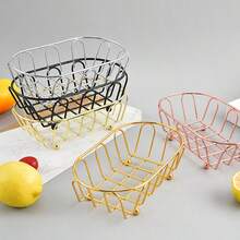 1PC Khay trái cây kiểu Mỹ Giá đựng giỏ trái cây rỗng, Thiết bị lưu trữ kẹo và đồ ăn nhẹ tại nhà sang trọng, Giỏ gà rán đa chức năng, Giỏ bánh mì và Giỏ chiên kiểu Pháp - màu đen - Xem 4