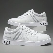 Zapatos blancos casuales deportivos simples para hombres - ceniza blanca - Ver 2