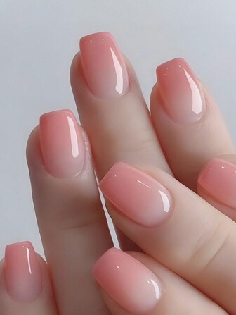 24 pièces Faux ongles carrés longs en forme de cercueil, style Y2K rose dégrade, mignons, minimalistes, de luxe, autocollants amovibles de décoration pour ongles, pour les vacances, les fêtes, les sorties, le port quotidien
