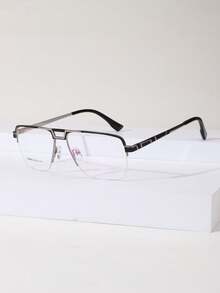 1pc Men Vintage Metal Eyeglasses, Suitable For Computer Work, Blocking And Playing Computer Games Clear Glasses Accessories - Multicolor - View 11