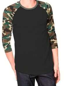 Playera Rangla Beisbolera Camuflaje Militar Manga 3/4 - Blanco - Ver 2