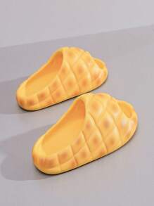 Women Pineapple Bun Slippers, Open Toe, Non-Slip And Wear-Resistant Sole.