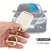 GMC Keychain With Keyring For Car Key Fob Cover Case Protector, Suitable For 2019-2022 Chevy Silverado GMC Sierra 1500 2500HD 3500HD - Key Shell-white & Gold - View 6