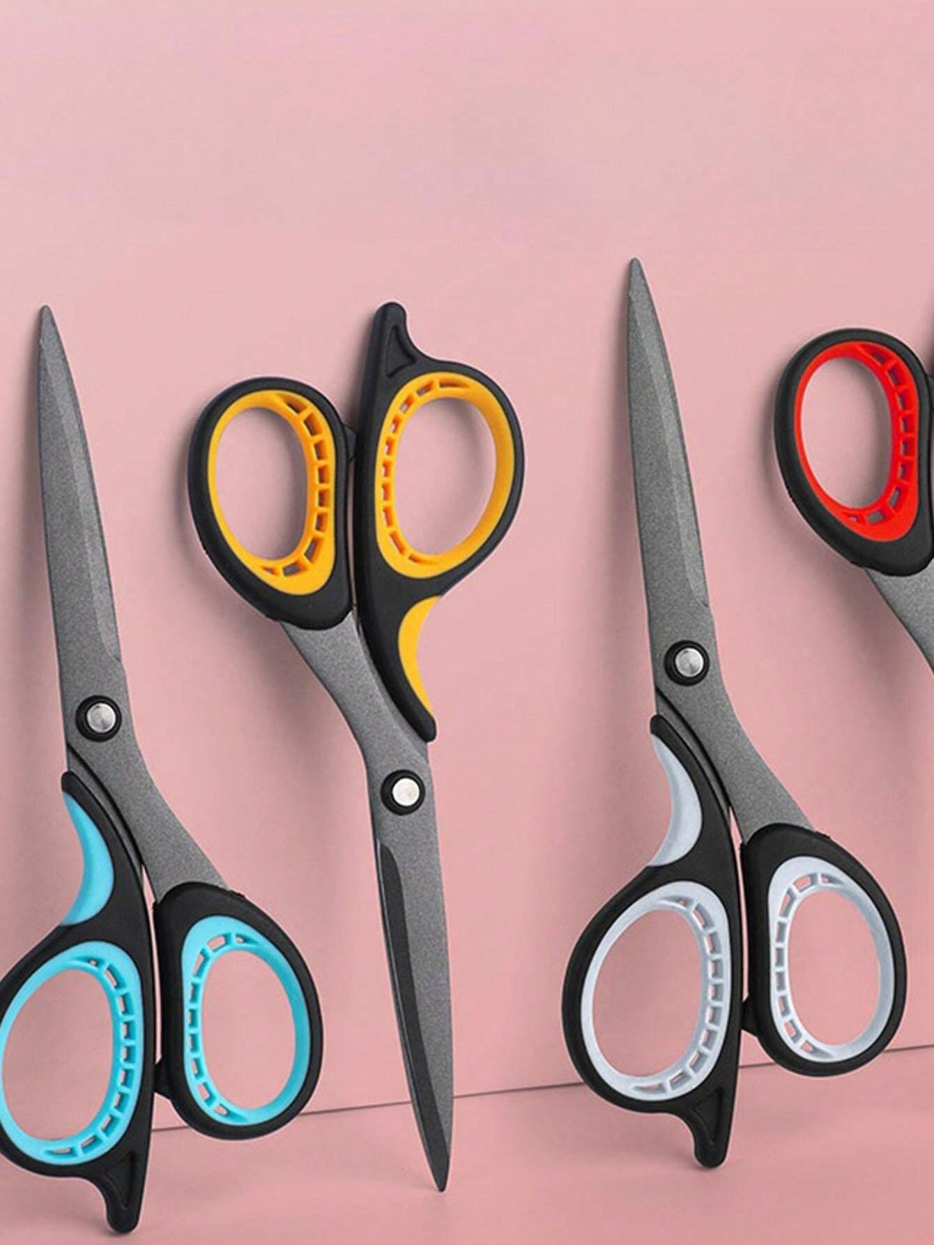 Portable teflon coated household scissors with paper cutting patterns