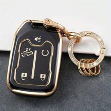 GMC Keychain With Keyring For Car Key Fob Cover Case Protector, Suitable For 2019-2022 Chevy Silverado GMC Sierra 1500 2500HD 3500HD - Key Shell-white & Gold - View 7