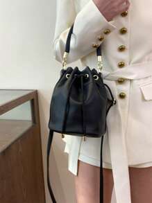 女士水桶包单肩斜挎包手提包，最佳母亲节礼物创意，母亲节礼物，妈妈礼物，妈妈必备品，外出妈妈包，女士优雅包 - 黑色 - 查看 3