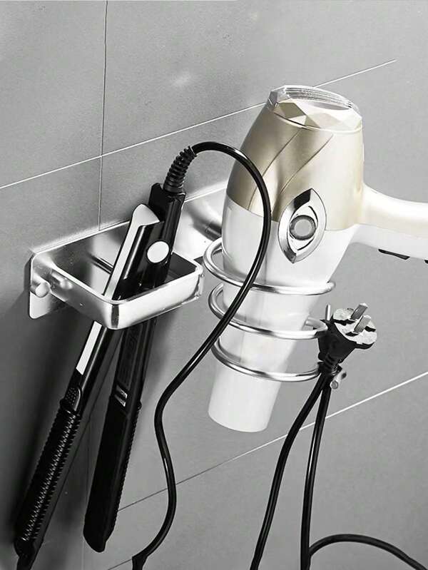 1 pièce de support de sèche-cheveux étagère de rangement murale pour salle de bain, organisateur pour sèche-cheveux, fer à boucler, lisseur et support de sèche-cheveux en aluminium