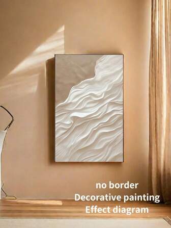 1PC White Wave Texture Art Illustration Pattern Decoration Canvas Painting, Borderless Living Room Wall Hanging Bedroom Dormitory Home Decoration,  Wall Art Pictures, Gifts For Her/Him