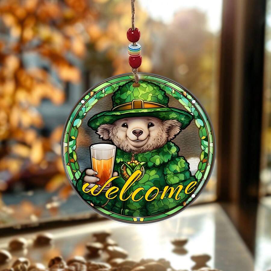 1入圓形玻璃陽光抓取器掛飾，仙子問候設計，適合用於臥室、客廳、辦公室、咖啡店等場所的裝飾，是送給家人和朋友完美的禮物 - 彩色 - 查看 1