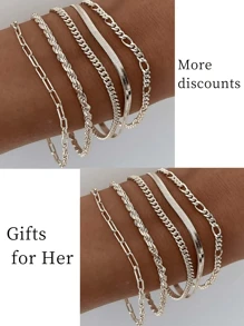 5pcs Fashionable Stainless Steel Waterproof Jewelry, Suitable For Summer Beach Outfits